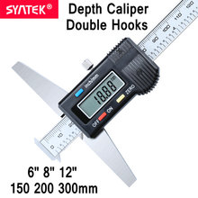 Syntek-Calibre Vernier de profundidad Digital, doble gancho, 6 ", 8", 12 ", 150mm, 200mm, 300mm, micrómetro electrónico de acero inoxidable, CE 2024 - compra barato