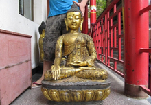 fast shipping USPS to USA S2960 38" Tibet Buddhism fane Bronze Gild Tathagata Sakyamuni Amitabha Buddha Statue 2024 - buy cheap