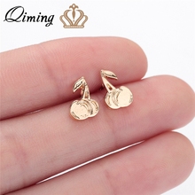 QIMING Stainless Steel Gold Cherry Stud Earrings Women kids Summer Fruit Jewelry Minimalist Fashion Earring Accessories Aretes 2024 - buy cheap