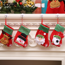 Милые рождественские чулки, носки, 2020 новогодний Санта Клаус, Подарочная сумка, Рождественская елка, Декор, праздничные вечерние принадлежности 2024 - купить недорого