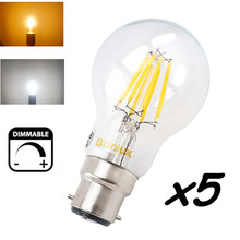Dimmable 4 W 8 W A60 A19 в форме лампы накаливания лампочки B22 байонетный разъем 220 V Светодиодный лампа Эдисона 2024 - купить недорого