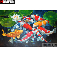 HOMFUN Full Square/Round Drill 5D DIY Diamond Painting "Animal goldfish" Embroidery Cross Stitch 5D Home Decor Gift A14332 2024 - buy cheap