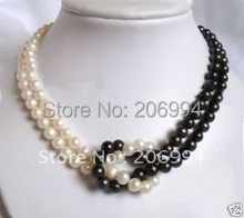 factory price 7-8mm Tahitian Black White Freshwater pearl necklace pearl Jewelry fashion jewellery 2024 - buy cheap