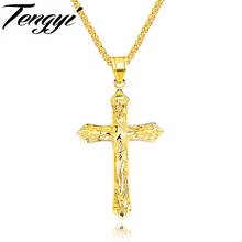 TENGYI Trendy Men's Necklace Jesus Cross Male Pendant Gold/Silver Colors Stainless Steel Jewelry Boys Gifts Free Shipping TY1286 2024 - buy cheap