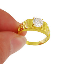 Anillo de boda de circonia cúbica de oro amarillo de alta calidad, Color dorado de 24K, joyería elegante clásica R023 2024 - compra barato