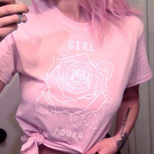Skuggnas девушка Мощность Цветочная розовая рубашка Феминистская футболка феминизм футболка для женщин движение женская одежда вдохновляющие, Топ в стиле "хипстер" 2024 - купить недорого