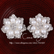 20 unids/lote 40MM 2 colores hechos a mano forma de flor perla clara Flatback Crystal Botón de diamante de imitación decorativo para el adorno de la boda 2024 - compra barato