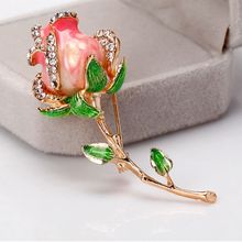 1 PCS Red Blue Rose Flower Brooch Garment Accessories Wedding Bridal Jewelry Crystal Brooches for Women 2024 - buy cheap