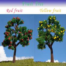 Modelo de Pagoda a escala O, árboles con frutas rojas y amarillas, 1:50, árboles frutales, paisaje de ferrocarril de 11CM, 10 Uds. 2024 - compra barato