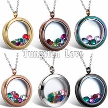 30mm Round Shape Magnetic Glass Stainless Steel Floating Locket with Colorful rhinestone classical Necklaces 45cm Chain Beauty 2024 - buy cheap