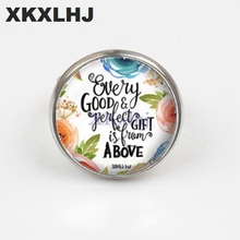 XKXLHJ-anillo con forma de versículo de la Biblia, colgante con cúpula de vidrio, escritura, cita, joyería, regalos religiosos 2024 - compra barato