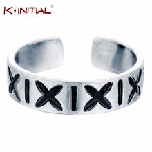 Мужское и женское кольцо средней длины Kinitial, серебряное кольцо с буквенным принтом X, простое и милое Открытое кольцо в стиле ретро, ювелирные изделия для тела 2024 - купить недорого