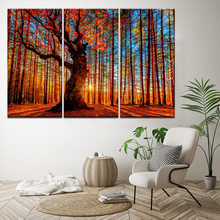 Canvas Wall Art Pictures Home Decor Living Room 3 Pieces Morning Sunrise Forest Tree Horses Painting HD Prints Posters Framework 2024 - buy cheap