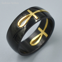 Мужское кольцо из нержавеющей стали lychee, модное кольцо на свадьбу, египетский крест Анкх 2024 - купить недорого