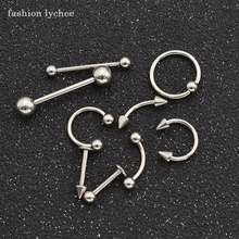 fashion lychee 1set Punk Multi Color Lip Nail Eyebrow Ring Medical Titanium Steel Women Men Piercing Body Jewelry 2024 - buy cheap