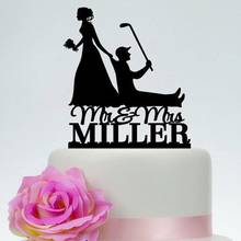 Golf Cake Topper, Bride Pulling Groom, Bride Dragging Groom, Funny Wedding Cake Topper,Mr and Mrs Cake Topper, Golf Wedding 2024 - buy cheap