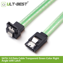 Rua-best 50cm sata 3.0 iii sata3 7 pinos cabos de dados 6 gb/s ssd cabo de ângulo reto hdd disco rígido cabo transparente verde 2024 - compre barato