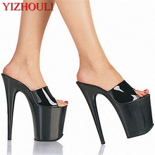 8 polegadas de salto alto sandália sapatos sexy stripper slide alta 20 cm saltos altos sapatos plataforma preta em mulher 2024 - compre barato