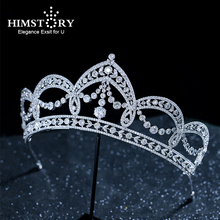 Himstory Vintage Royal Cubic Zirconia Tiaras Crowns AAA+ Zircon Wedding Headband Princess Copper Bride Hair Jewelry Accessorie 2024 - buy cheap