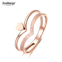 ZooMango-anillo de compromiso con forma de corazón para mujer y niña, joyería de acero inoxidable, Color oro rosa, ZR18140 2024 - compra barato