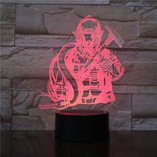 Lâmpada de mesa bombeiros 3d de led, criativa, luz noturna, luz do sono, 7 cores, presente 2681, decoração da casa 2024 - compre barato