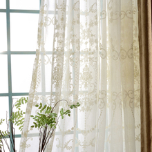 Cortinas de lino y algodón blanco de lujo para dormitorio, tela de tul bordada para ventana transparente, cortinas para sala de estar y cocina, A78 2024 - compra barato