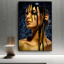 Black Gold  African Nude Contemplator Woman Oil Painting on Canvas Posters and Prints Cuadros Wall Art Picture for living room 2024 - buy cheap