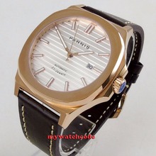 44MM parnis white dial date widnow luminous rose golden case miyota 821A automatic movement mens watch 2024 - buy cheap