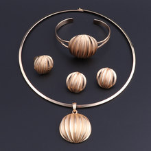 Oeoeos 2018 nova moda bola pingente colar brincos pulseira anel cor do ouro conjunto de jóias de casamento feminino acessórios 2024 - compre barato