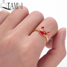 QIAMNI изящное красивое кольцо с красным крабом, подарок на день рождения, Пляжное морское животное, регулируемое кольцо на палец, Ювелирное Украшение 2024 - купить недорого