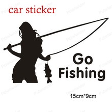 2016 newest decoration sticker cool creative sexy beautiful girl go fishing car sticker Reflective tape waterproof car sticker 2024 - buy cheap