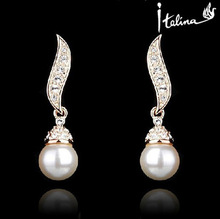 Marca TongKwok RAG elegante perla gota pendientes cristal austriaco # RA20783 2024 - compra barato