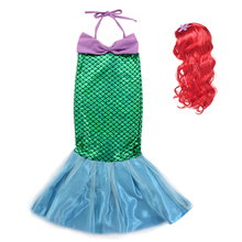 Платье принцессы Ариэль для маленьких девочек; Костюм Русалки для косплея; Детские платья с хвостом; нарядное платье; одежда для дня рождения на Хэллоуин 2024 - купить недорого