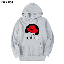 REDHAT-Sudadera de algodón peinado con capucha para hombre y mujer, ropa deportiva pequeña de color rojo LINUX, unisex 2024 - compra barato