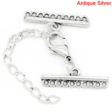 8SEASONS Many Row Clasp Chain Bracelets antique silver-color W/ Lobster Clasp Extender Chain 3.2x2.5cm,10Sets (B27070) 2024 - buy cheap