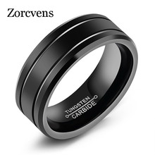 ZORCVENS Fashion Black Tungsten Ring For Men Tungsten Wedding Ring Jewelry Fashion Men's Big Ring 2024 - buy cheap