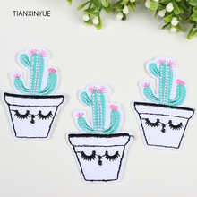 TIANXINYUE 20pcs/lot Cartoon Cactus patch iron on patch Motif sew on iron on Applique DIY cloth accessory 2024 - buy cheap