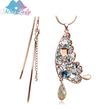 Miss Lady Rose Gold color Rhinestone Crystal India Butterfly vintage necklaces Wholesales Fashion Jewelry for women MLY4501 2024 - buy cheap