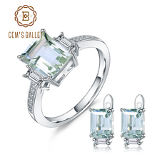 GEM'S BALLET Natural Green Amethyst Earrings Ring Set 925 Sterling Silver Rectangle Gemstone Jewelry Set For Women Fine Jewelry 2024 - buy cheap