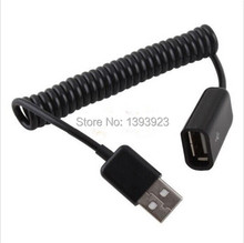 Спиральный Кабель USB 2,0 в катушке, штырь-гнездо, портативный шнур, 1 шт. 2024 - купить недорого