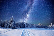 Норвежский зимний Снежный Ночной пейзаж картина плакат шелковая ткань искусство настенный Декор 12x18 дюймов пользовательский принт 2024 - купить недорого