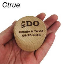 Caja de anillo de boda de madera rústica personalizada portador grabado nombres personalizados de madera y soporte de caja de anillo de fecha decoración de boda 2024 - compra barato