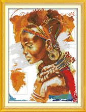 Kit de punto de cruz con retrato de mujer africana, bordado de algodón, 14CT, 11CT, blanco, hecho a mano, costura, decoración del hogar 2024 - compra barato