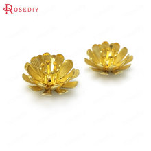 (35811)20 Uds. 15x 7MM agujero colgante 0,8 MM 24K Color dorado latón 3D flores cuentas tapas alta calidad Diy accesorios de joyería 2024 - compra barato