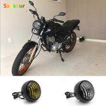 Sansour Universal 6 1/2" Motorcycle Retro Grill Headlight Hi/Lo Headlamp For Harley Chopper/Bobber/Cafe Racer/Touring Bikes 2024 - buy cheap