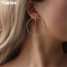 Timlee E224 Free shipping, New Personality  Punk Style Circle Geometry Metal Round Studs Earrings Fashion Accessories Wholesale 2024 - buy cheap