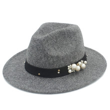 Chapéu fedora, chapéu para homens e mulheres, de lã 100% para outono e inverno, elegante, com aba larga, para cavalheiro jazz 20 2024 - compre barato