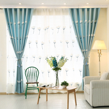 Knitting Wool Embroidered Blackout Curtains For Living Room Bedroom Blue Pink Window Curtains Finished Drapes Cortinas 1PCS 2024 - buy cheap