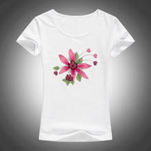 Lycra cotton elastic T shirt Women T Shirt Harajuku Blooming flower Print Camisetas Mujer summer Tops o-neck Tees Femme F35 2024 - buy cheap