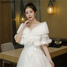 JaneVini Elegant Lace Bridal Capes Faux Fur Wraps for Wedding Winter Warm Shawls Jackets for Bride Women Accessories Bont Bolero 2024 - buy cheap